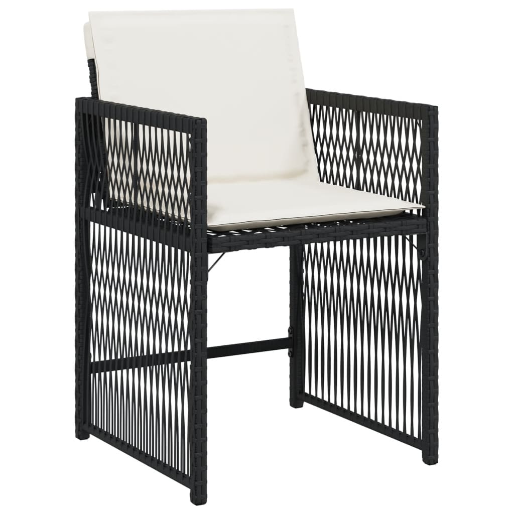 Tuinstoelen 4 st met kussens poly rattan zwart is nu te koop bij PeponiXL, paradijselijk wonen!