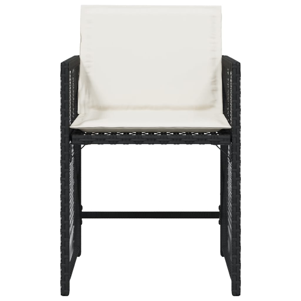 Tuinstoelen 4 st met kussens poly rattan zwart is nu te koop bij PeponiXL, paradijselijk wonen!