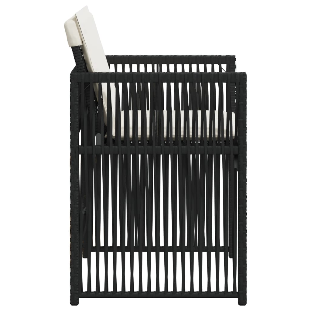 Tuinstoelen 4 st met kussens poly rattan zwart is nu te koop bij PeponiXL, paradijselijk wonen!