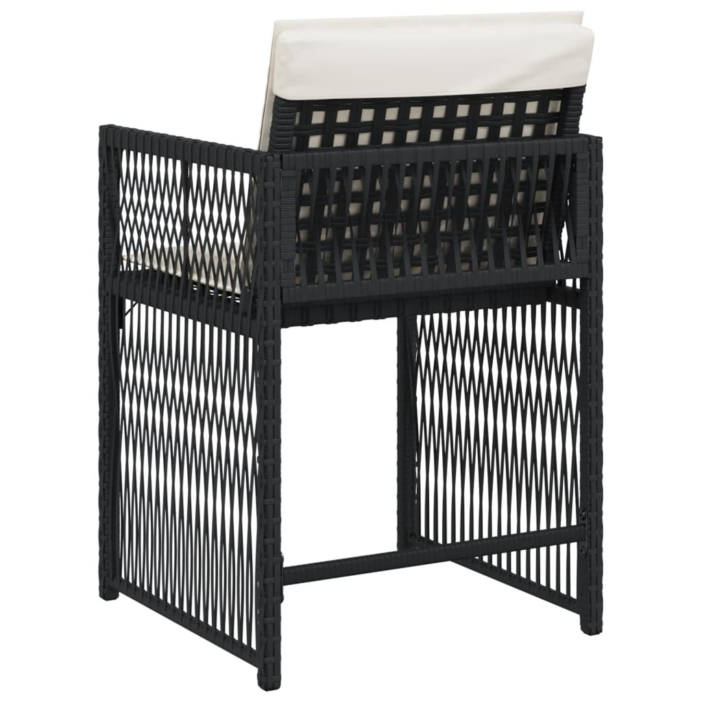 Tuinstoelen 4 st met kussens poly rattan zwart is nu te koop bij PeponiXL, paradijselijk wonen!