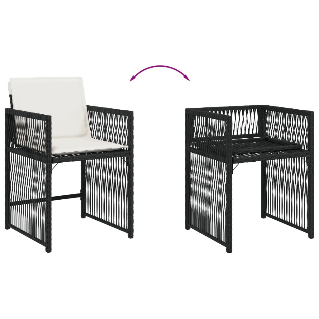 Tuinstoelen 4 st met kussens poly rattan zwart is nu te koop bij PeponiXL, paradijselijk wonen!