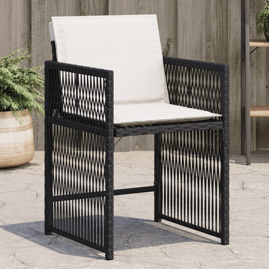 Tuinstoelen 4 st met kussens poly rattan zwart is nu te koop bij PeponiXL, paradijselijk wonen!