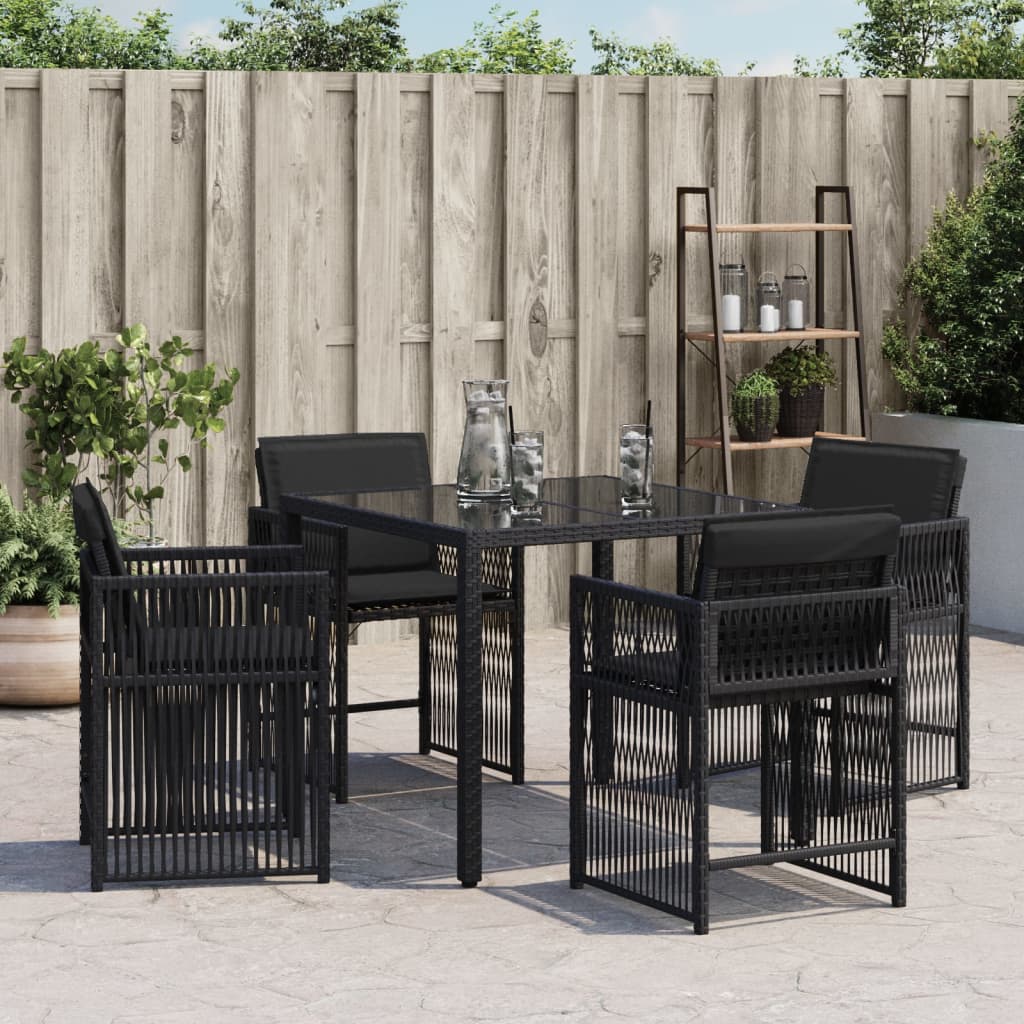 Tuinstoelen 4 st met kussens poly rattan zwart is nu te koop bij PeponiXL, paradijselijk wonen!