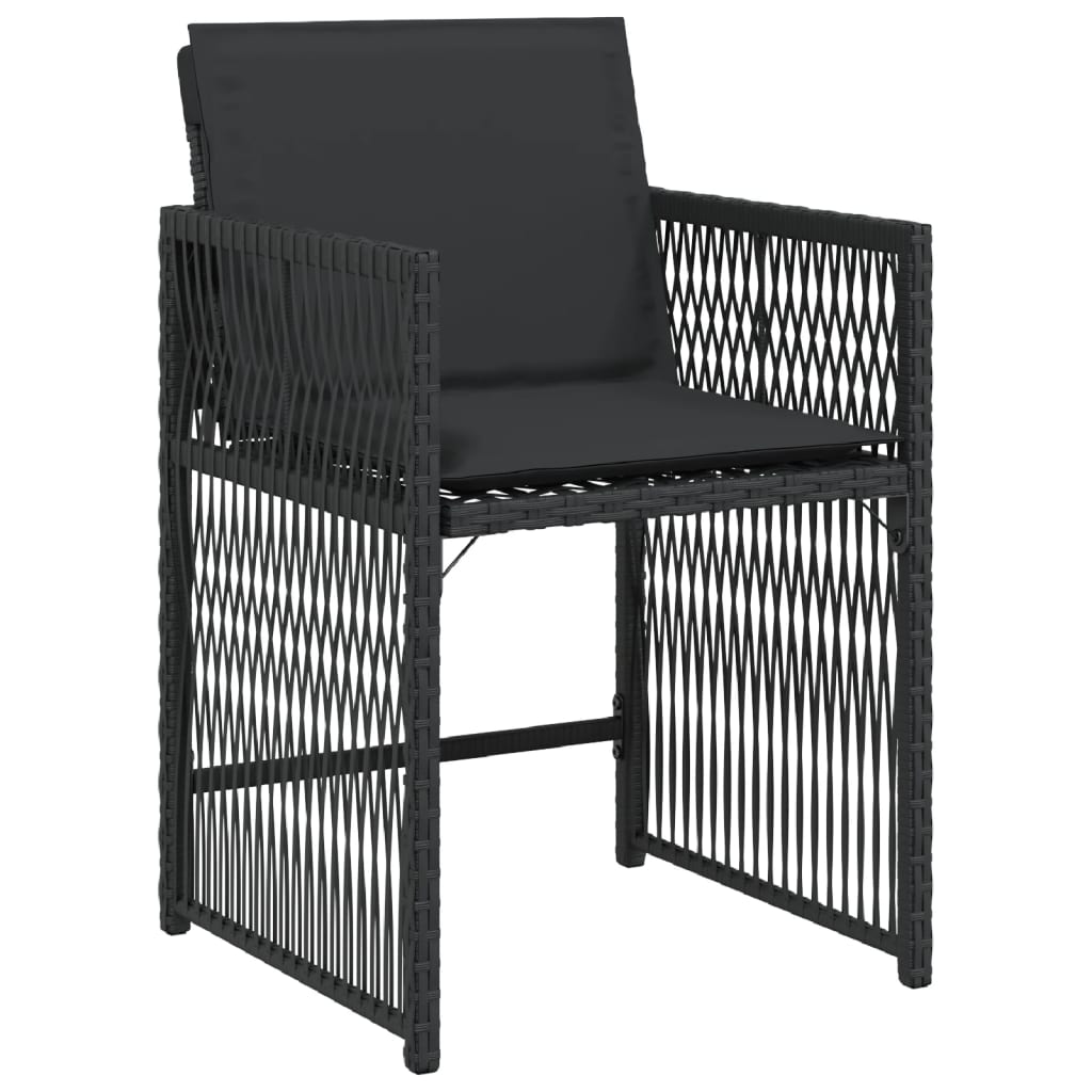 Tuinstoelen 4 st met kussens poly rattan zwart is nu te koop bij PeponiXL, paradijselijk wonen!