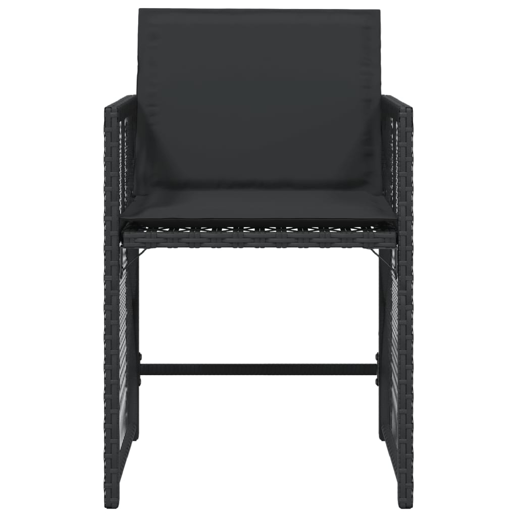 Tuinstoelen 4 st met kussens poly rattan zwart is nu te koop bij PeponiXL, paradijselijk wonen!