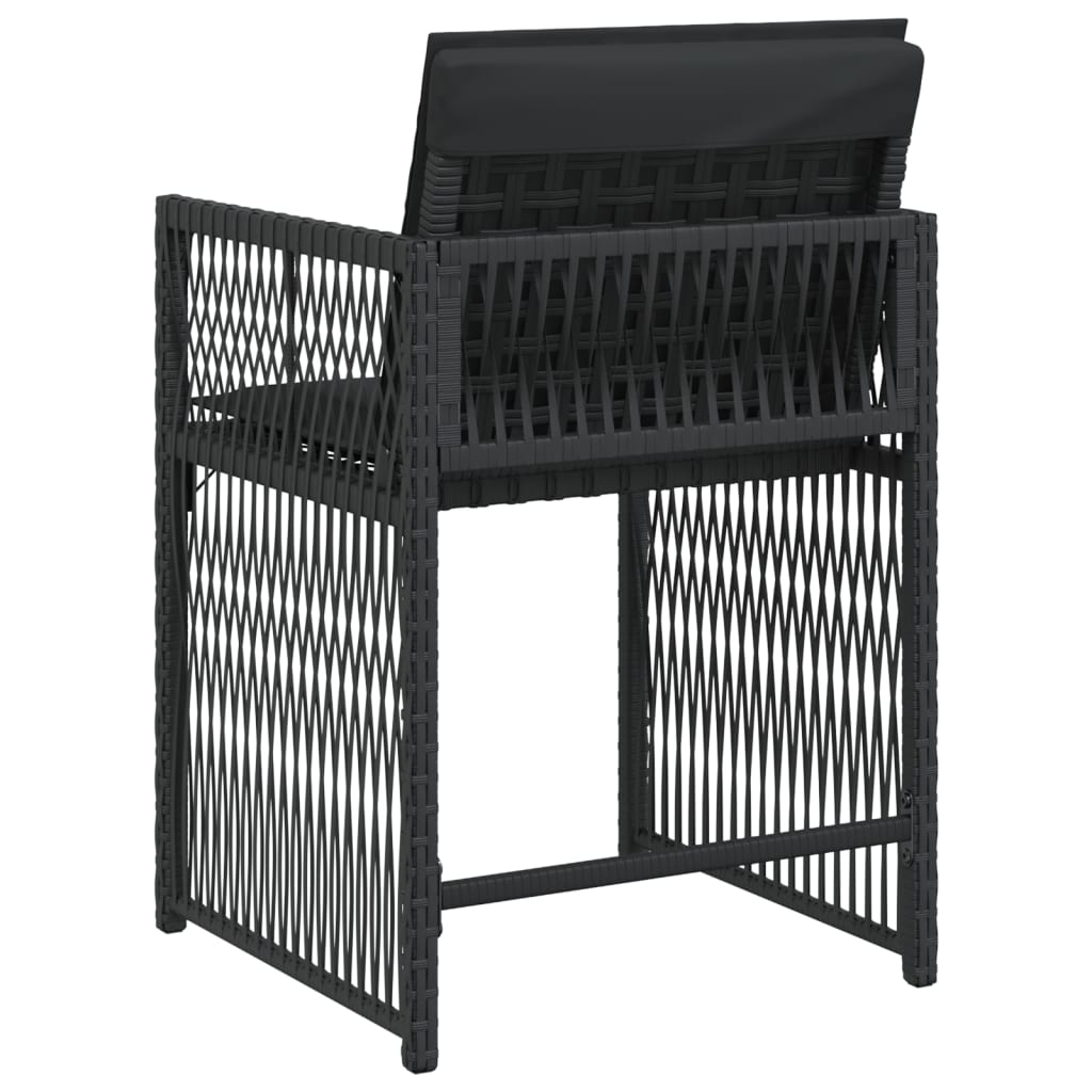 Tuinstoelen 4 st met kussens poly rattan zwart is nu te koop bij PeponiXL, paradijselijk wonen!