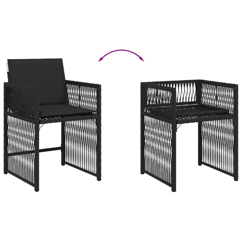 Tuinstoelen 4 st met kussens poly rattan zwart is nu te koop bij PeponiXL, paradijselijk wonen!