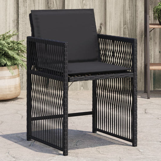 Tuinstoelen 4 st met kussens poly rattan zwart is nu te koop bij PeponiXL, paradijselijk wonen!