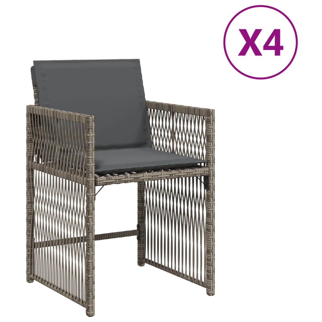 Tuinstoelen 4 st met kussens poly rattan grijs is nu te koop bij PeponiXL, paradijselijk wonen!