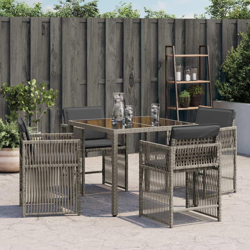 Tuinstoelen 4 st met kussens poly rattan grijs is nu te koop bij PeponiXL, paradijselijk wonen!