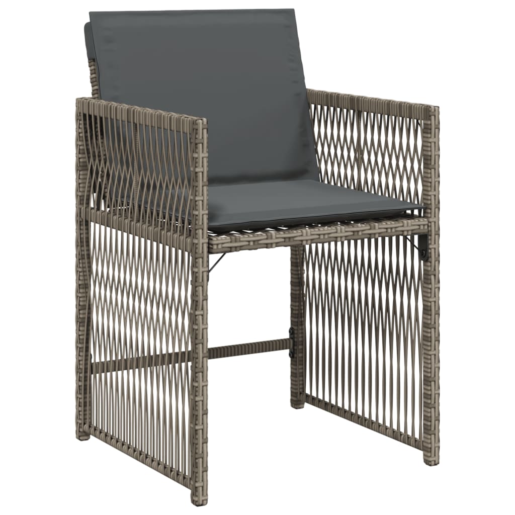 Tuinstoelen 4 st met kussens poly rattan grijs is nu te koop bij PeponiXL, paradijselijk wonen!