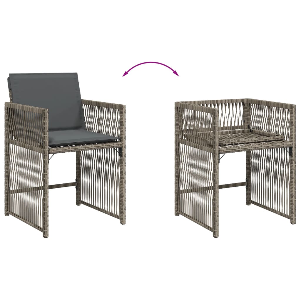 Tuinstoelen 4 st met kussens poly rattan grijs is nu te koop bij PeponiXL, paradijselijk wonen!