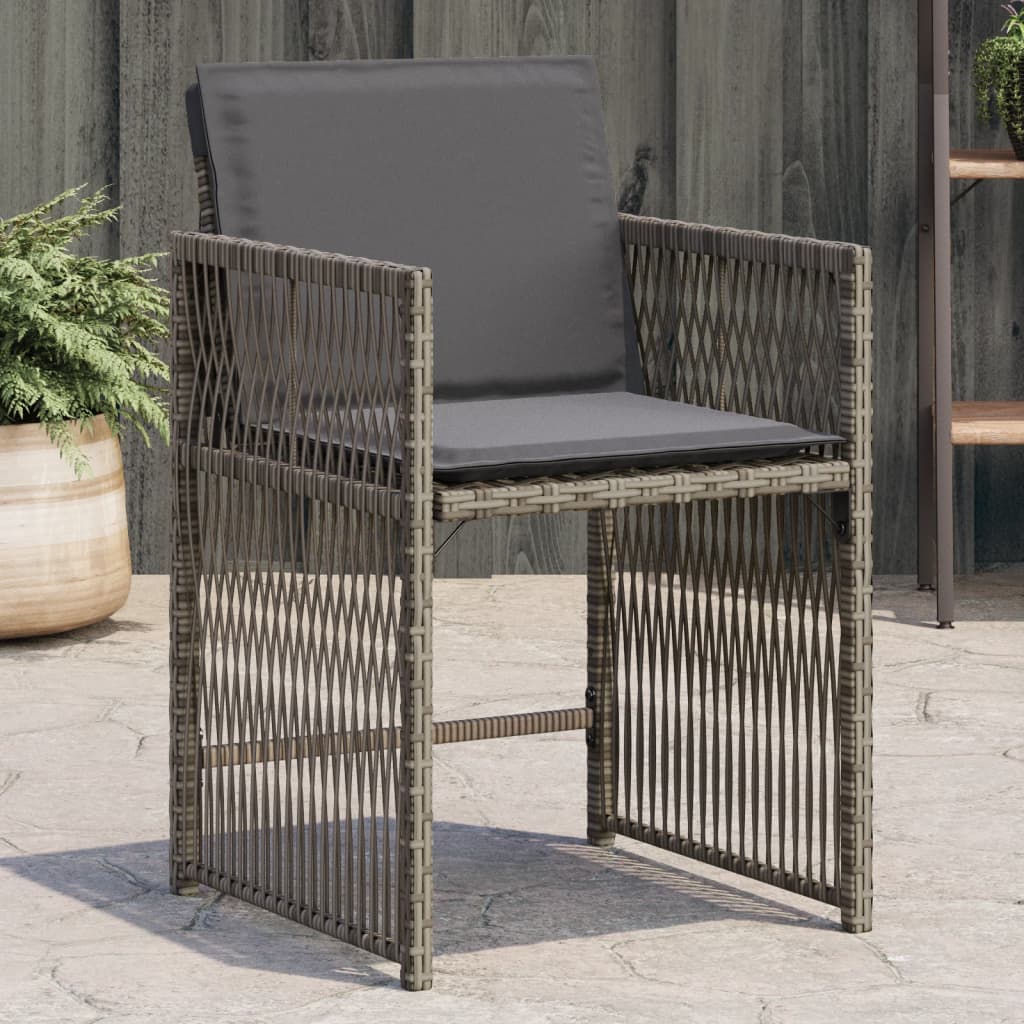 Tuinstoelen 4 st met kussens poly rattan grijs is nu te koop bij PeponiXL, paradijselijk wonen!