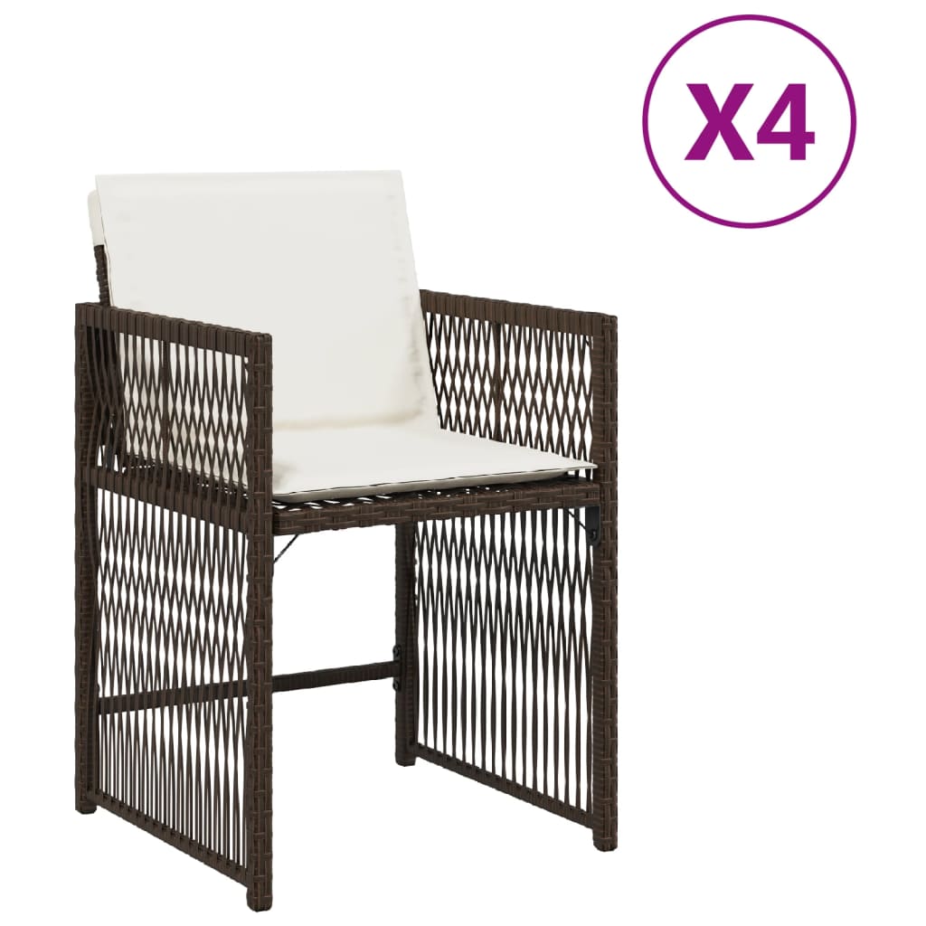 Tuinstoelen 4 st met kussens poly rattan bruin is nu te koop bij PeponiXL, paradijselijk wonen!