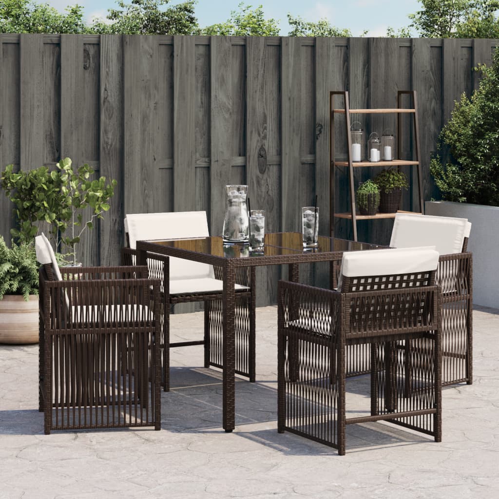 Tuinstoelen 4 st met kussens poly rattan bruin is nu te koop bij PeponiXL, paradijselijk wonen!