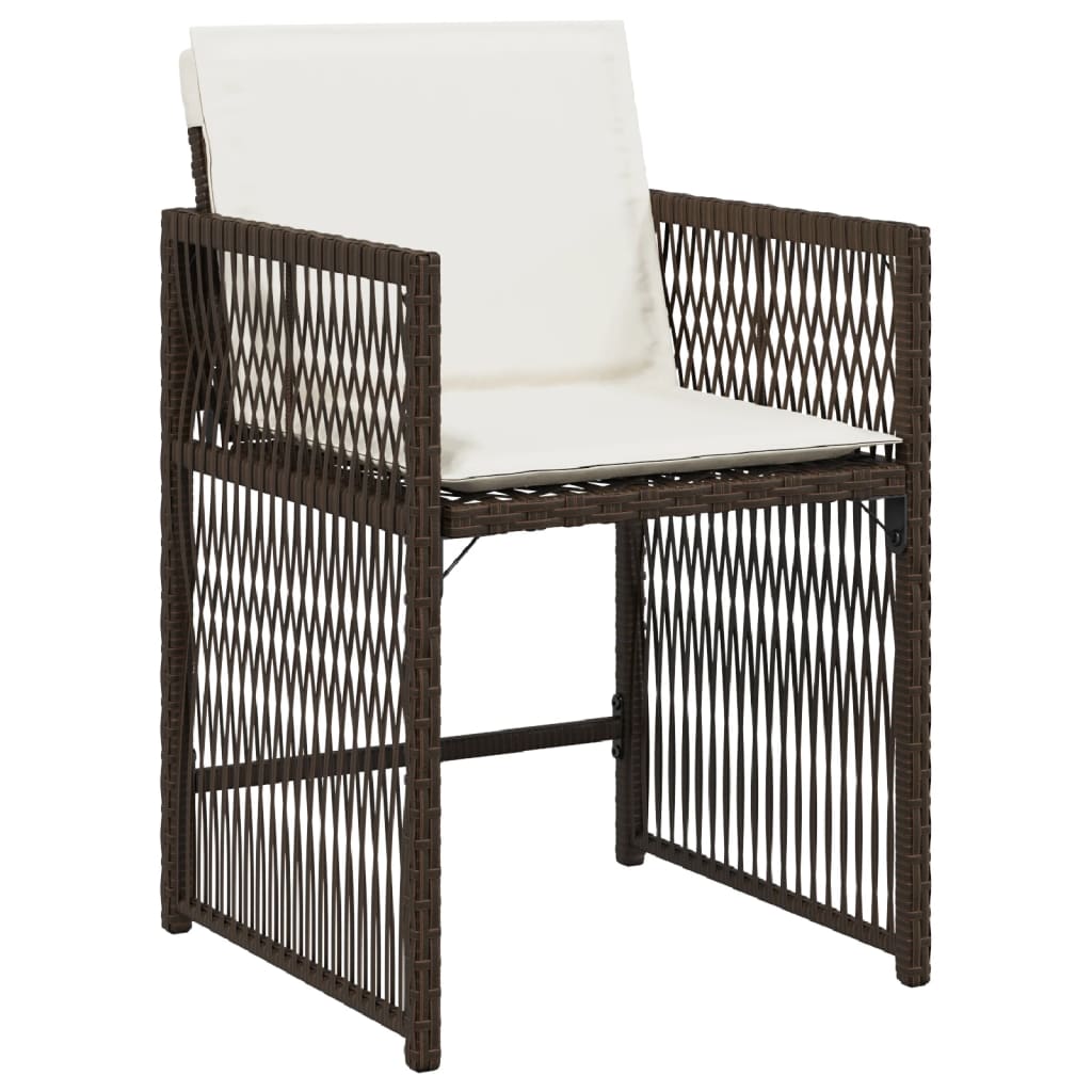Tuinstoelen 4 st met kussens poly rattan bruin is nu te koop bij PeponiXL, paradijselijk wonen!