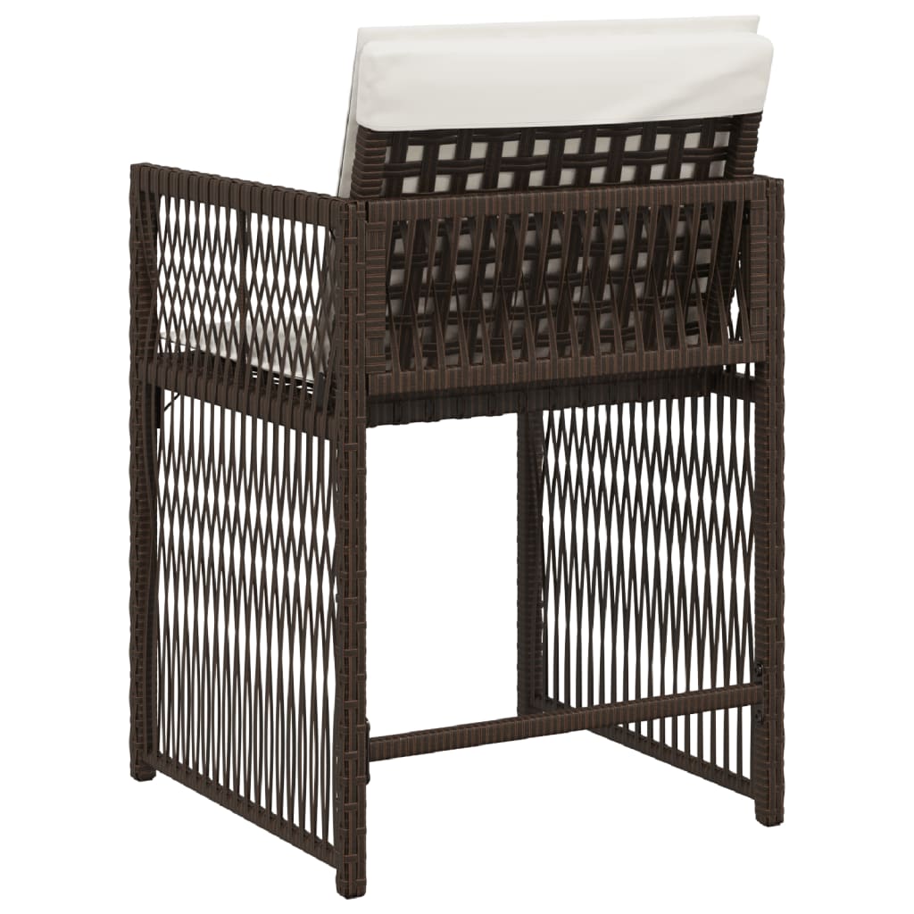 Tuinstoelen 4 st met kussens poly rattan bruin is nu te koop bij PeponiXL, paradijselijk wonen!