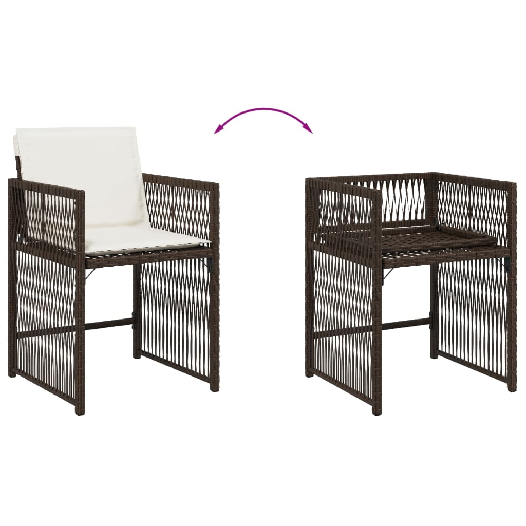 Tuinstoelen 4 st met kussens poly rattan bruin is nu te koop bij PeponiXL, paradijselijk wonen!