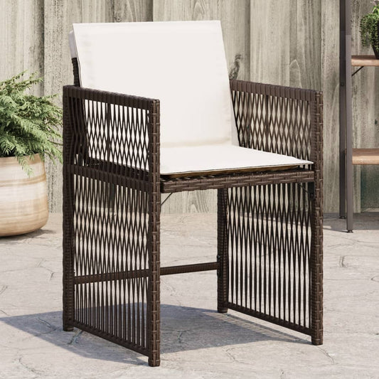 Tuinstoelen 4 st met kussens poly rattan bruin is nu te koop bij PeponiXL, paradijselijk wonen!