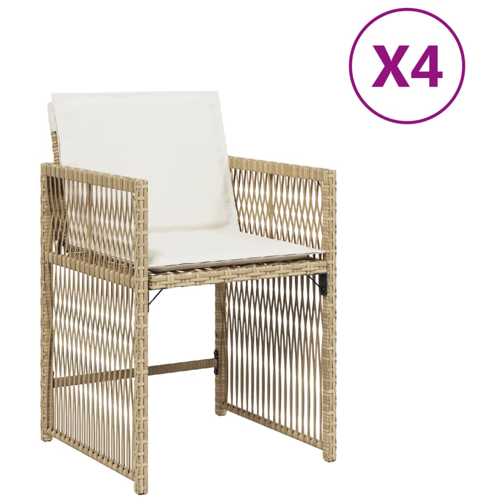 Tuinstoelen 4 st met kussens poly rattan beige is nu te koop bij PeponiXL, paradijselijk wonen!