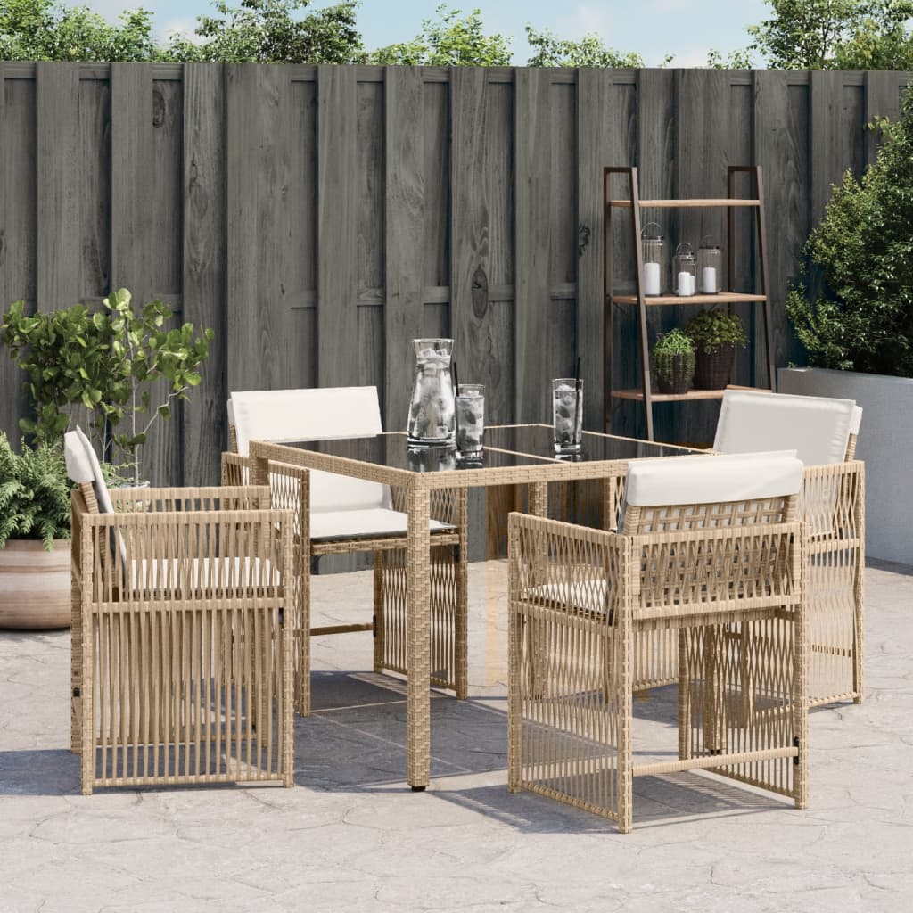 Tuinstoelen 4 st met kussens poly rattan beige is nu te koop bij PeponiXL, paradijselijk wonen!