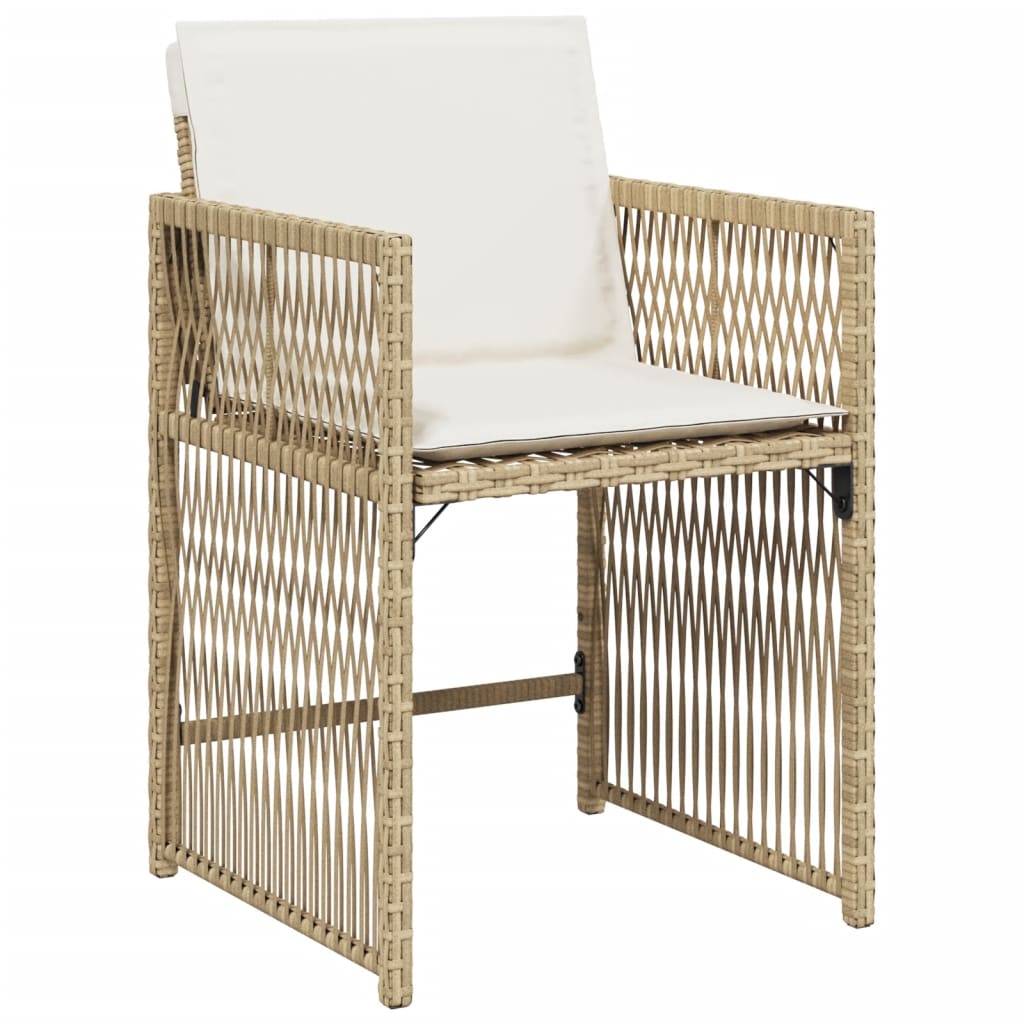Tuinstoelen 4 st met kussens poly rattan beige is nu te koop bij PeponiXL, paradijselijk wonen!