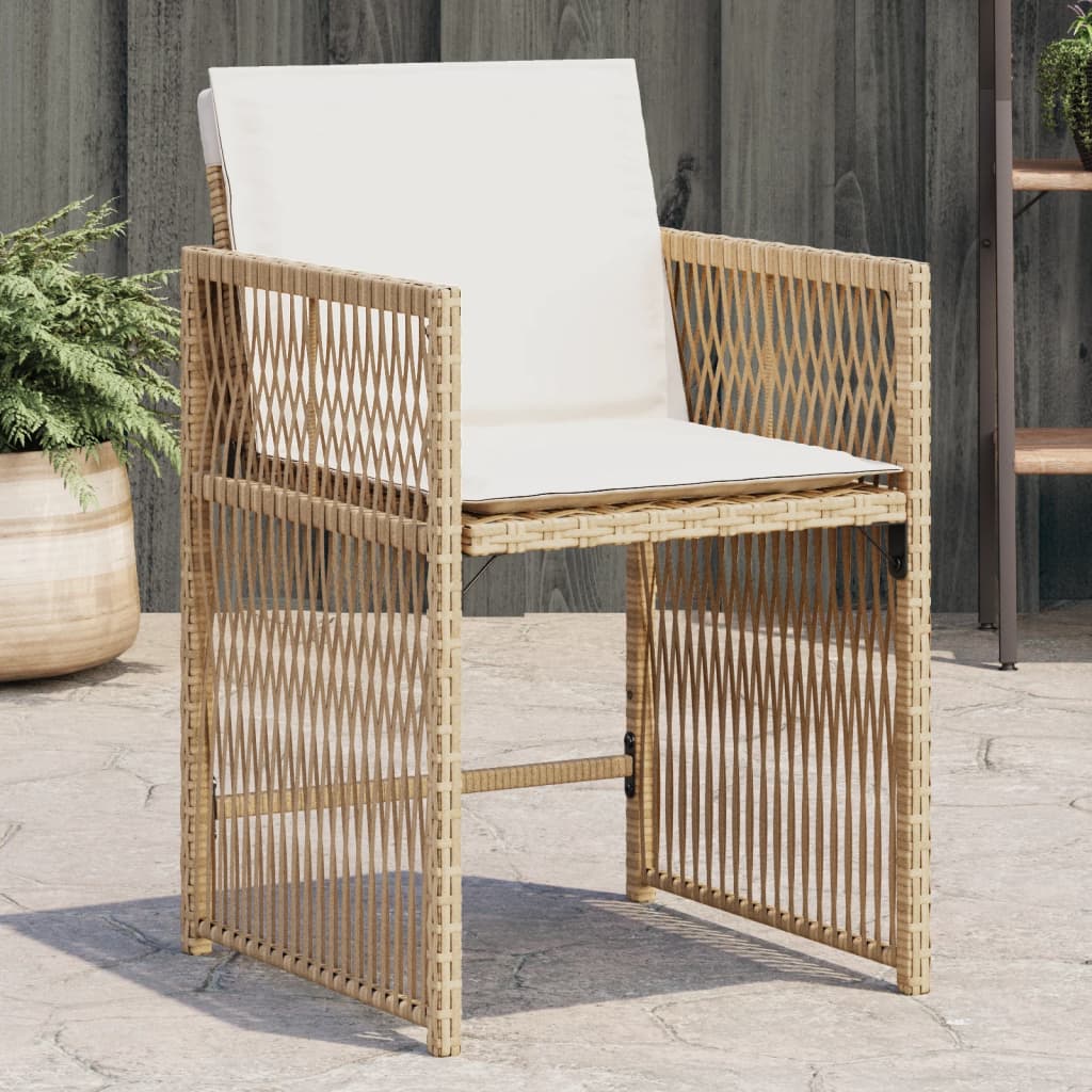 Tuinstoelen 4 st met kussens poly rattan beige is nu te koop bij PeponiXL, paradijselijk wonen!