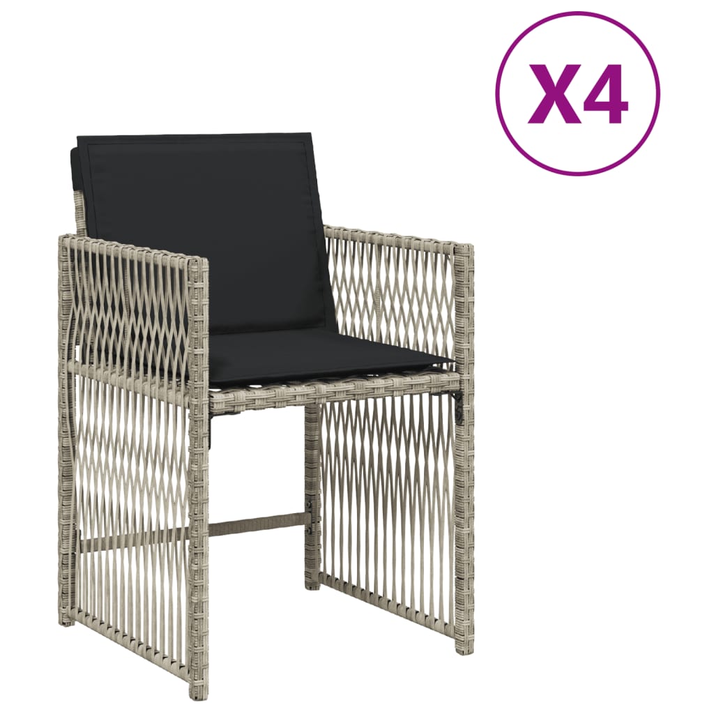 Tuinstoelen 4 st met kussens poly rattan lichtgrijs is nu te koop bij PeponiXL, paradijselijk wonen!