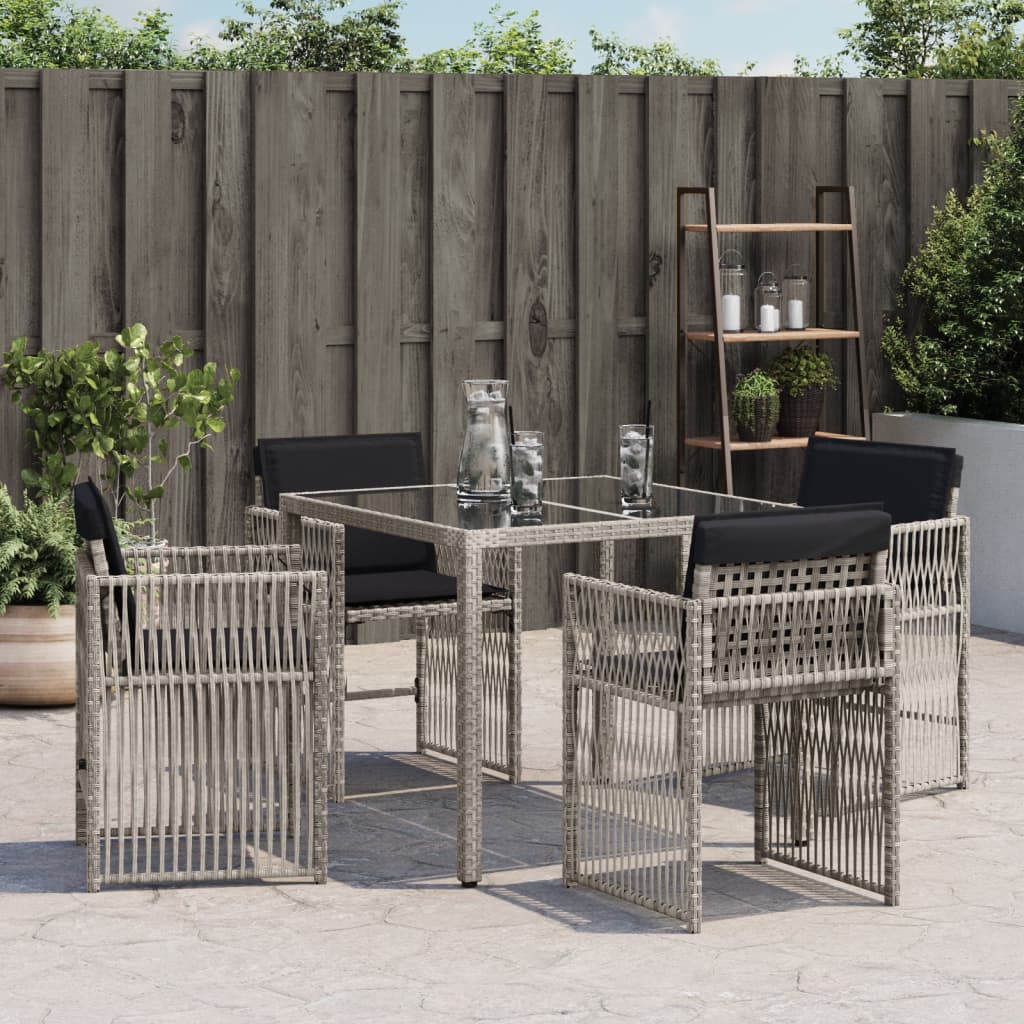 Tuinstoelen 4 st met kussens poly rattan lichtgrijs is nu te koop bij PeponiXL, paradijselijk wonen!