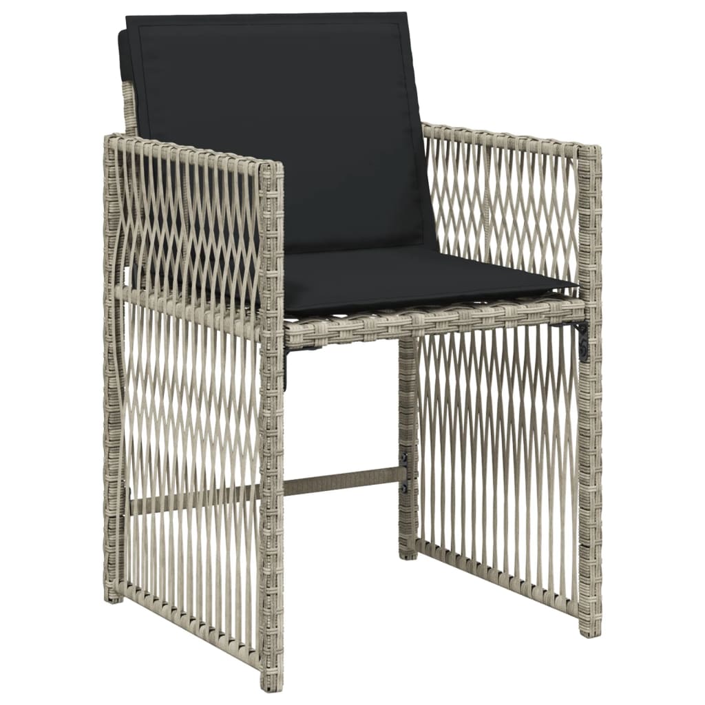 Tuinstoelen 4 st met kussens poly rattan lichtgrijs is nu te koop bij PeponiXL, paradijselijk wonen!