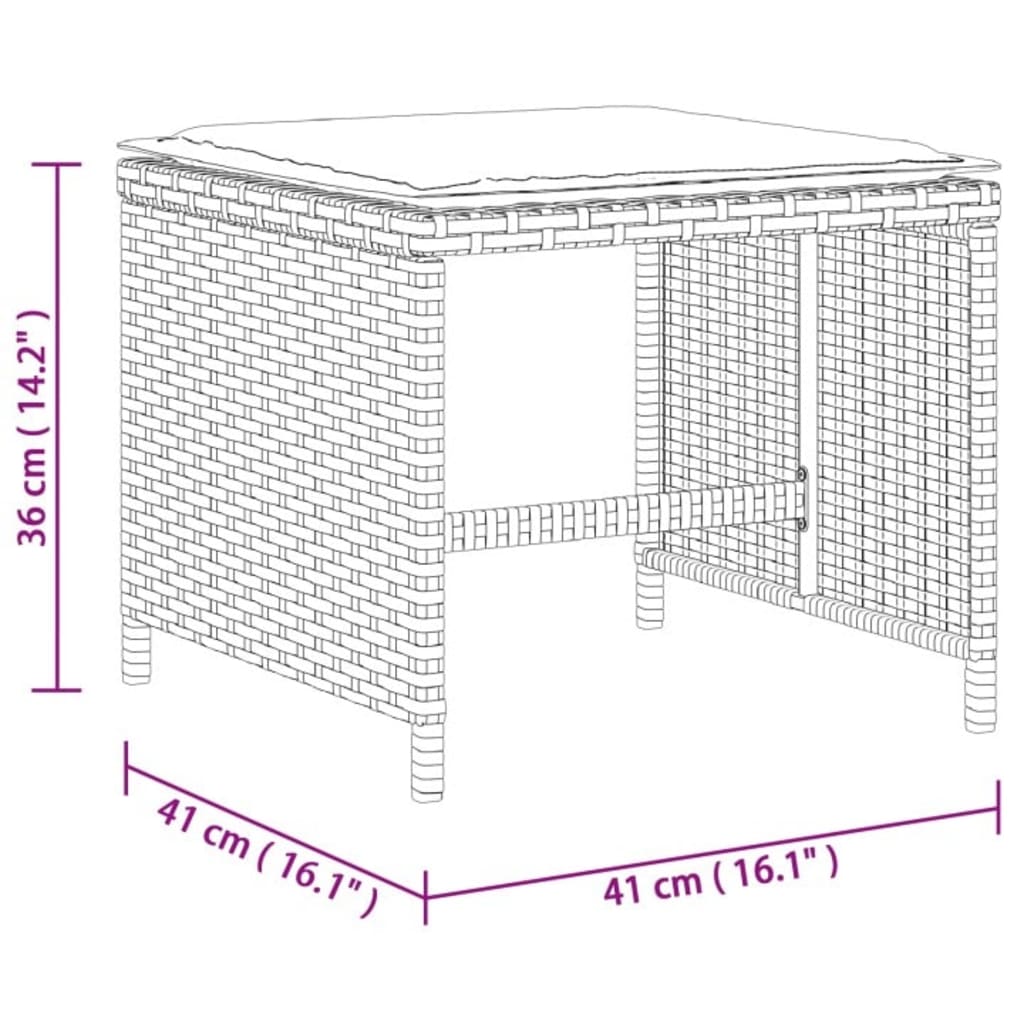 Tuinkrukken 4 st met kussens 41x41x36 cm poly rattan zwart is nu te koop bij PeponiXL, paradijselijk wonen!