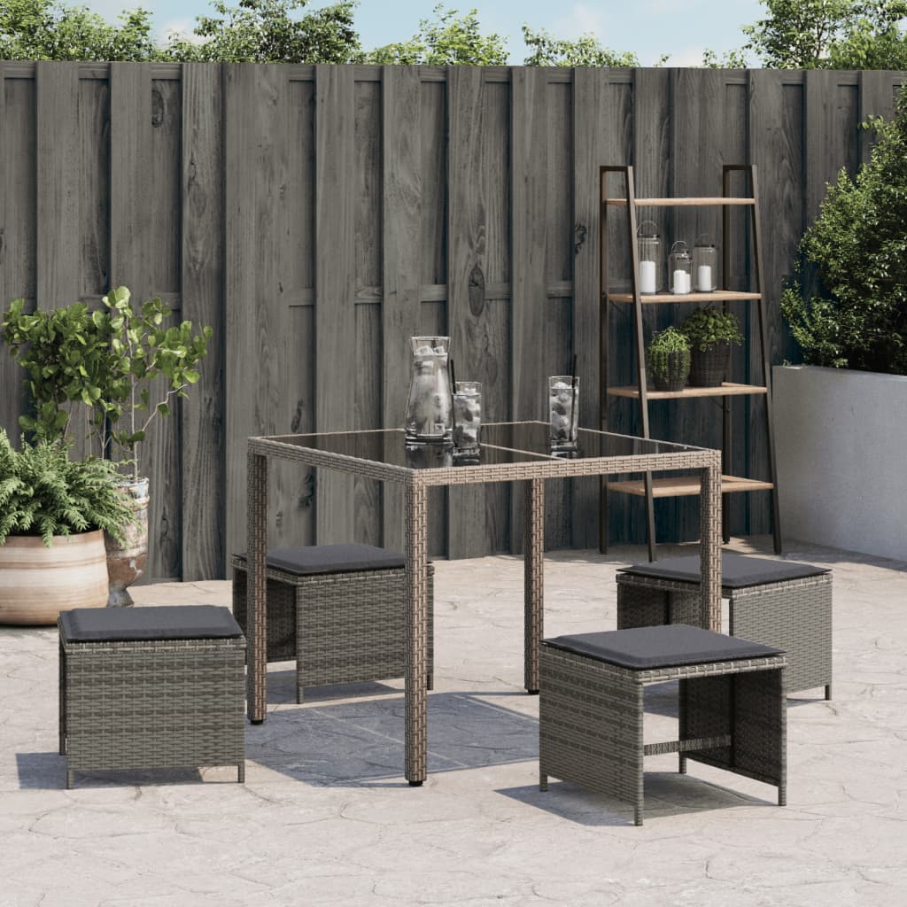 Tuinkrukken 4 st met kussens 41x41x36 cm poly rattan grijs is nu te koop bij PeponiXL, paradijselijk wonen!