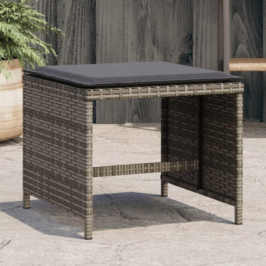 Tuinkrukken 4 st met kussens 41x41x36 cm poly rattan grijs is nu te koop bij PeponiXL, paradijselijk wonen!