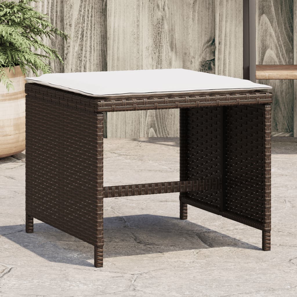 Tuinkrukken 4 st met kussens 41x41x36 cm poly rattan bruin is nu te koop bij PeponiXL, paradijselijk wonen!