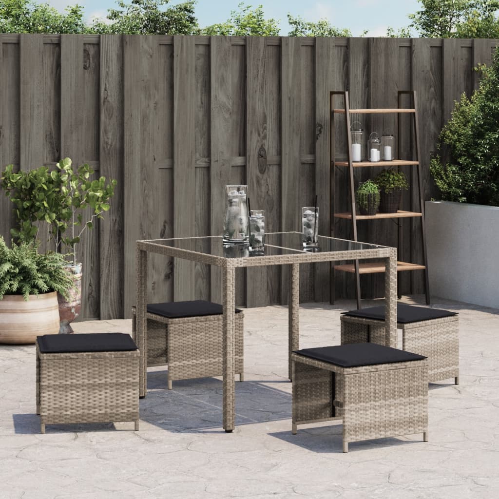 Tuinkrukken 4 st met kussens 41x41x36 cm poly rattan lichtgrijs is nu te koop bij PeponiXL, paradijselijk wonen!