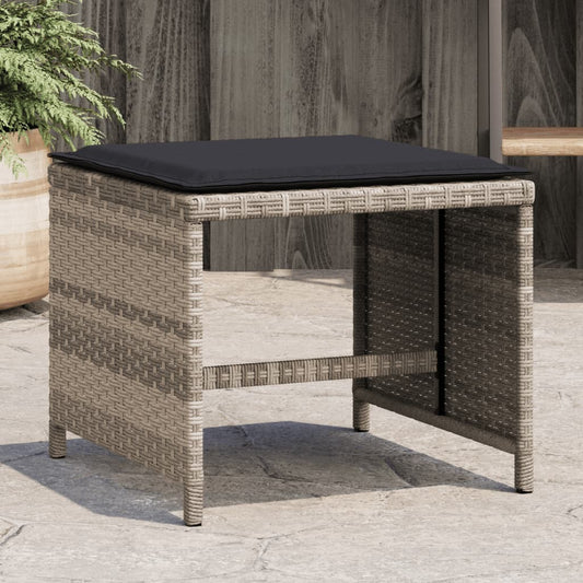 Tuinkrukken 4 st met kussens 41x41x36 cm poly rattan lichtgrijs is nu te koop bij PeponiXL, paradijselijk wonen!