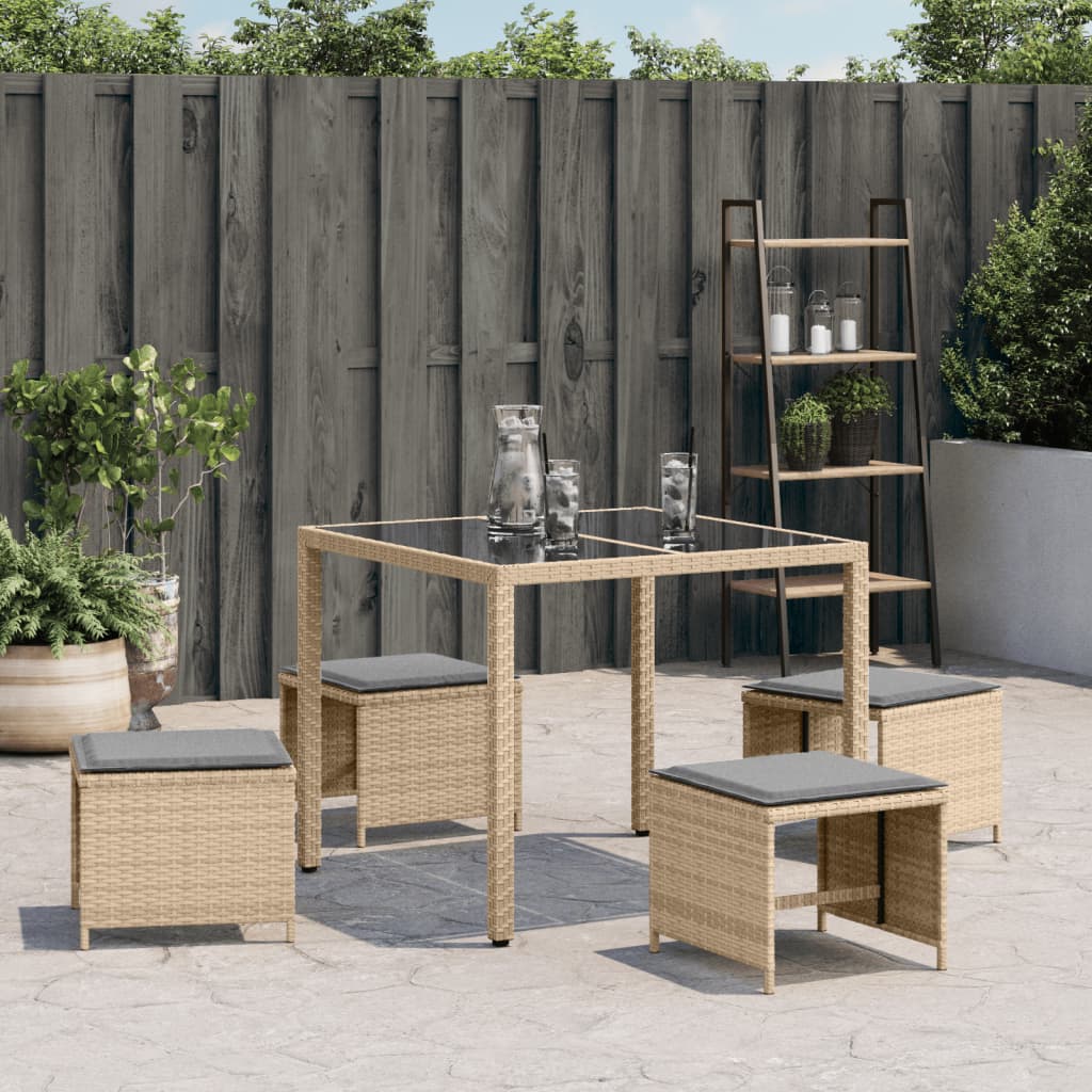 Tuinkrukken 4 st met kussens 41x41x36 cm poly rattan beige is nu te koop bij PeponiXL, paradijselijk wonen!