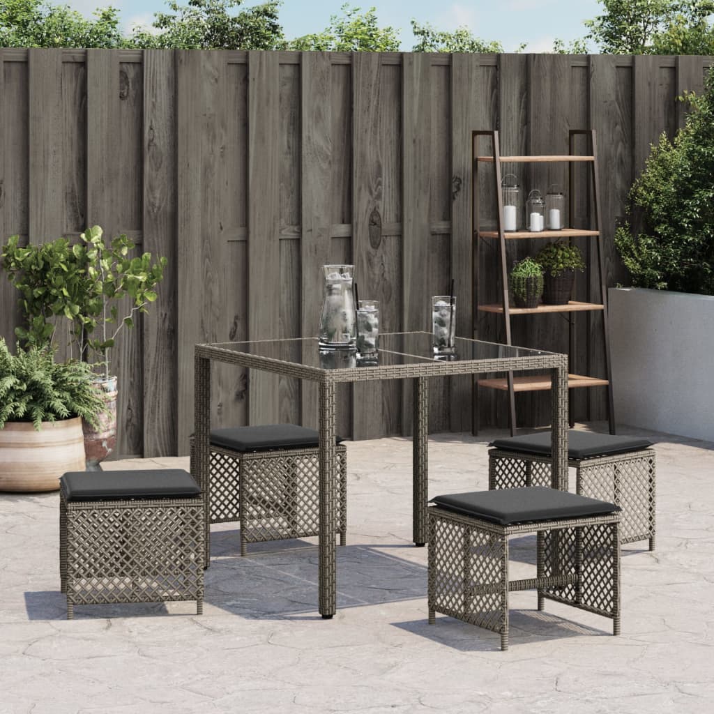 Tuinkrukken 4 st met kussens 41x41x36 cm poly rattan grijs is nu te koop bij PeponiXL, paradijselijk wonen!