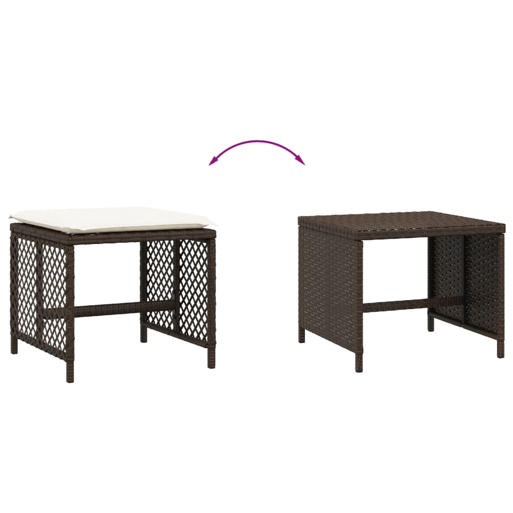 Tuinkrukken 4 st met kussens 41x41x36 cm poly rattan bruin is nu te koop bij PeponiXL, paradijselijk wonen!