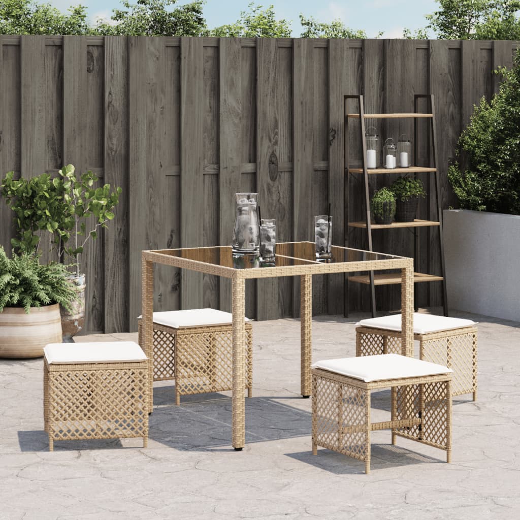 Tuinkrukken 4 st met kussens 41x41x36 cm poly rattan beige is nu te koop bij PeponiXL, paradijselijk wonen!