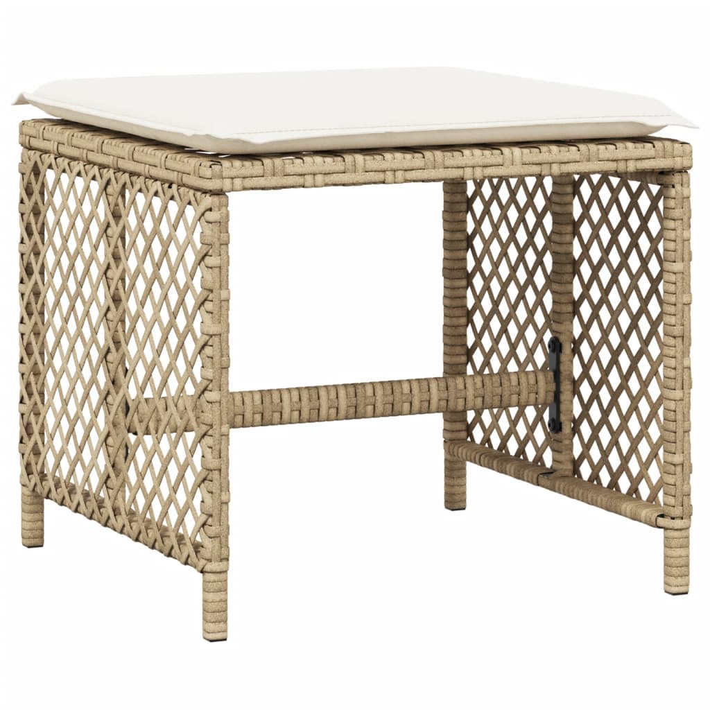 Tuinkrukken 4 st met kussens 41x41x36 cm poly rattan beige is nu te koop bij PeponiXL, paradijselijk wonen!