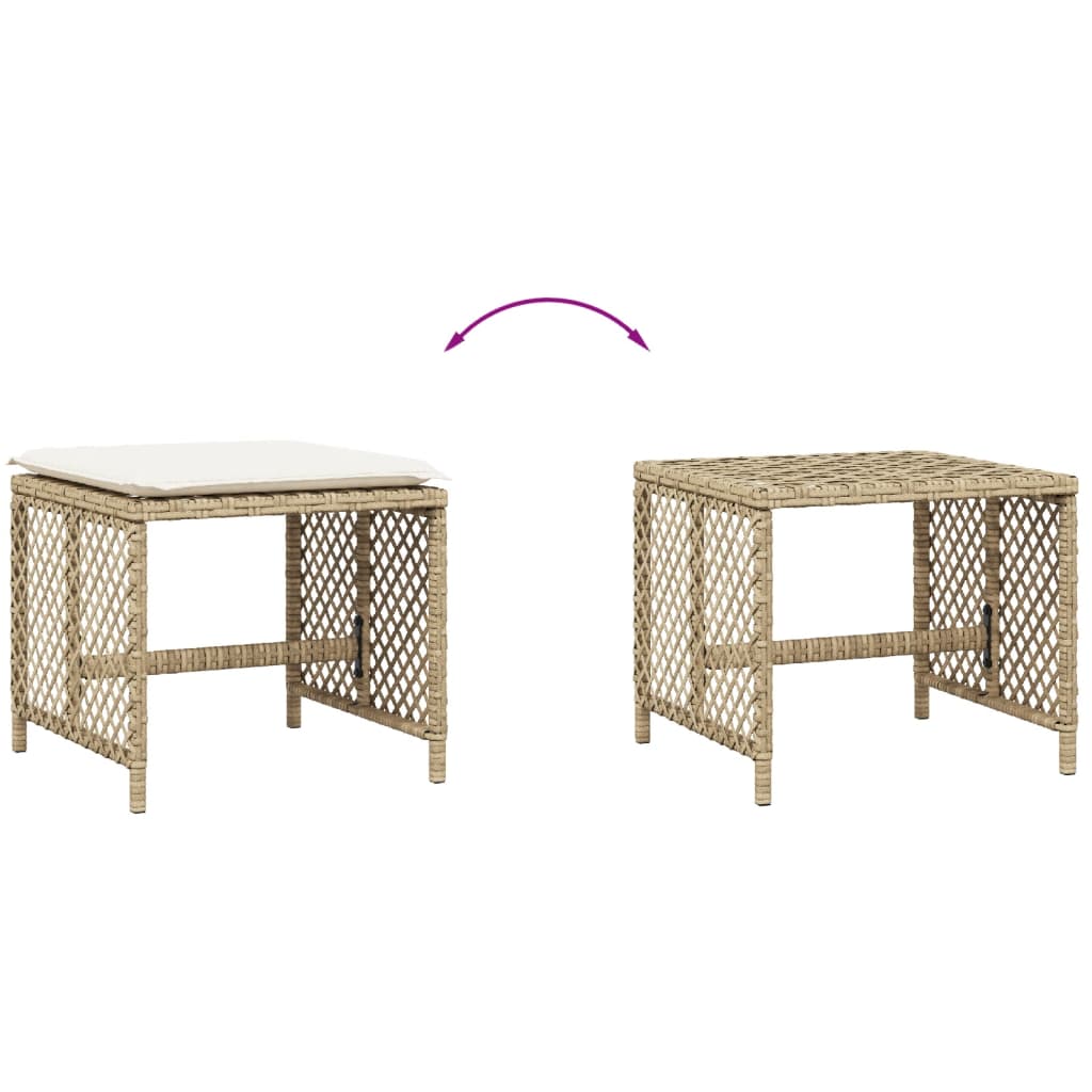 Tuinkrukken 4 st met kussens 41x41x36 cm poly rattan beige is nu te koop bij PeponiXL, paradijselijk wonen!