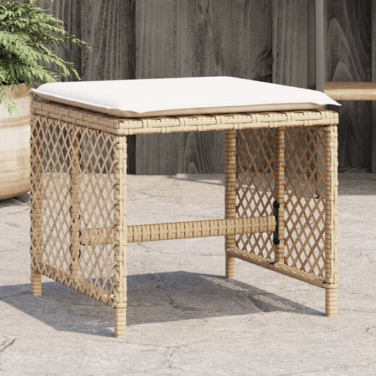 Tuinkrukken 4 st met kussens 41x41x36 cm poly rattan beige is nu te koop bij PeponiXL, paradijselijk wonen!