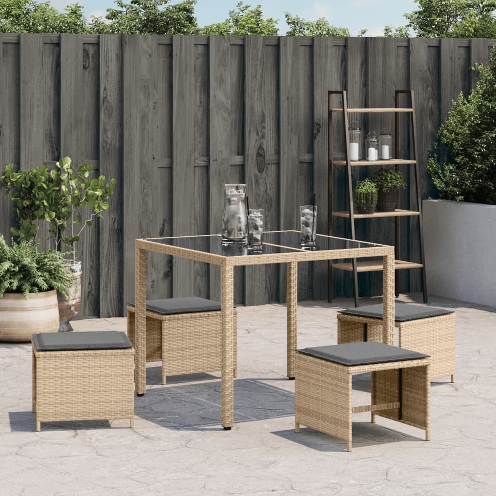 Tuinkrukken 4 st kussens 41x41x36 cm poly rattan gemengd beige is nu te koop bij PeponiXL, paradijselijk wonen!