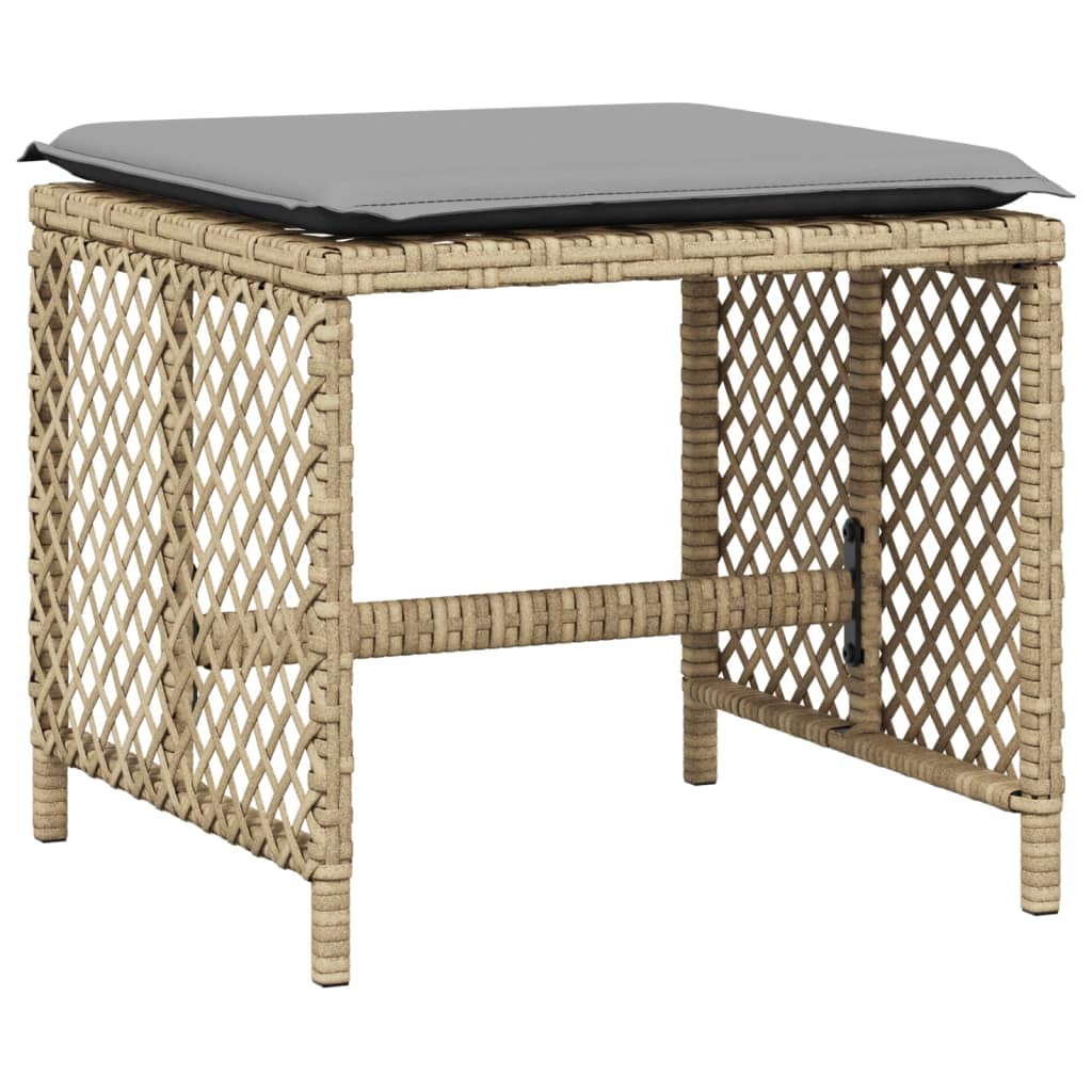 Tuinkrukken 4 st kussens 41x41x36 cm poly rattan gemengd beige is nu te koop bij PeponiXL, paradijselijk wonen!