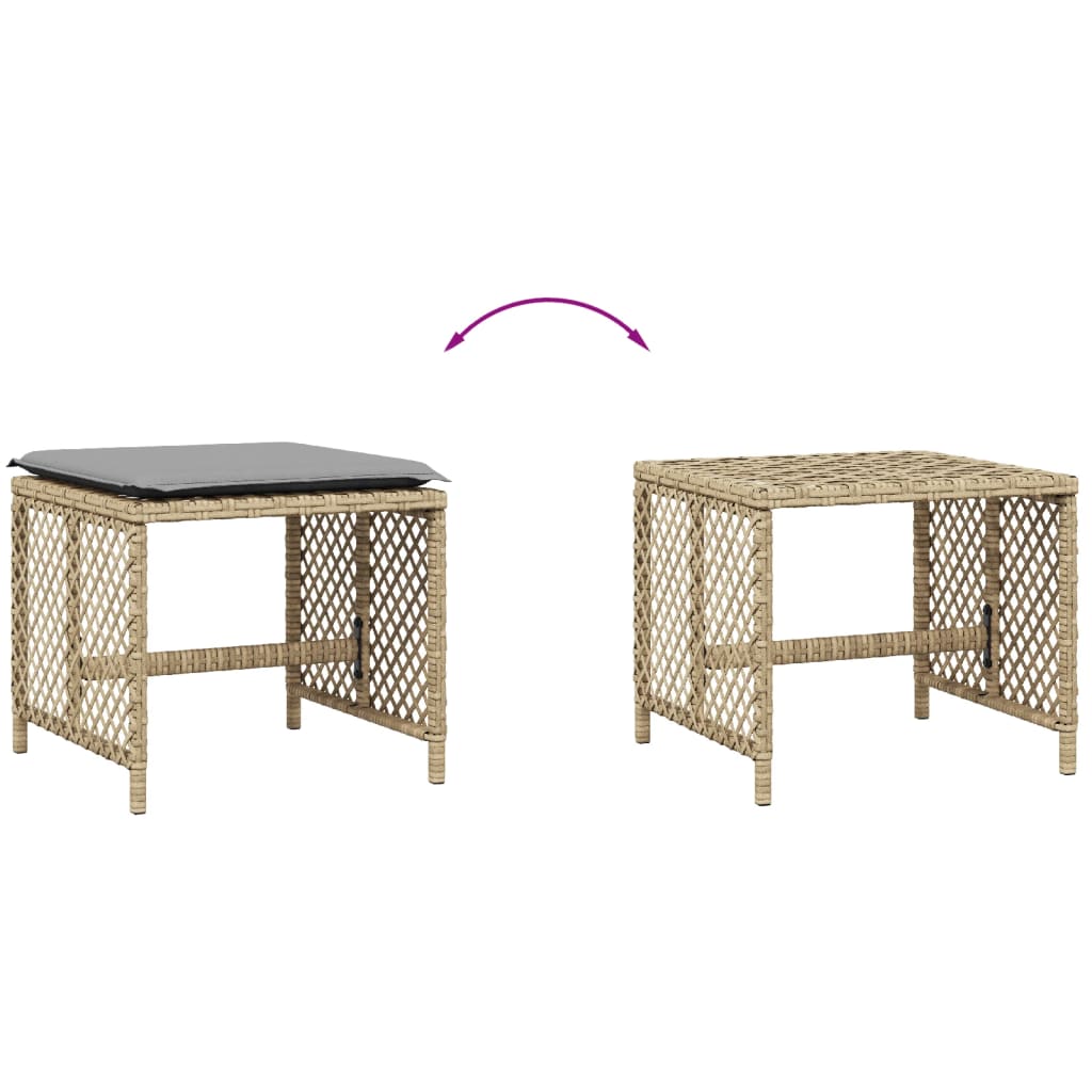 Tuinkrukken 4 st kussens 41x41x36 cm poly rattan gemengd beige is nu te koop bij PeponiXL, paradijselijk wonen!