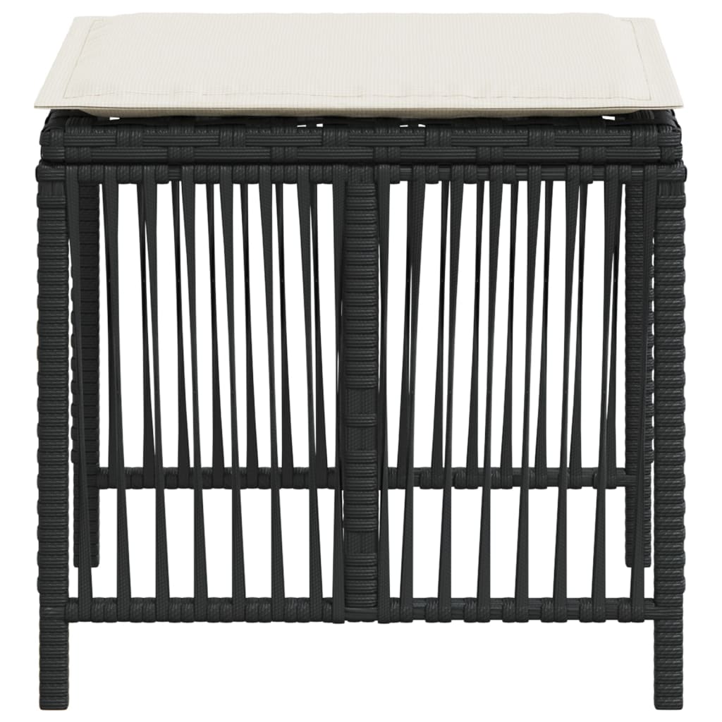 Tuinkrukken 4 st met kussens 41x41x36 cm poly rattan zwart is nu te koop bij PeponiXL, paradijselijk wonen!