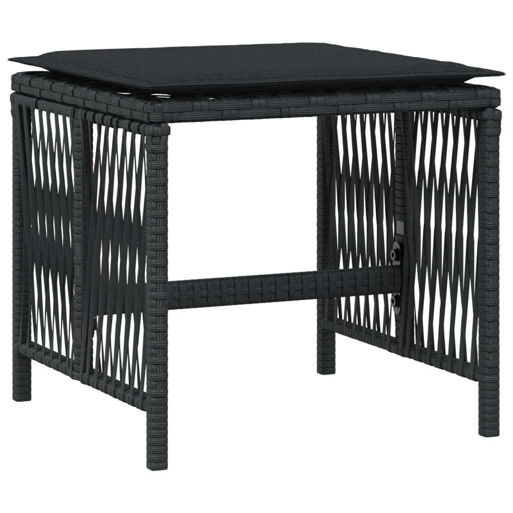 Tuinkrukken 4 st met kussens 41x41x36 cm poly rattan zwart is nu te koop bij PeponiXL, paradijselijk wonen!