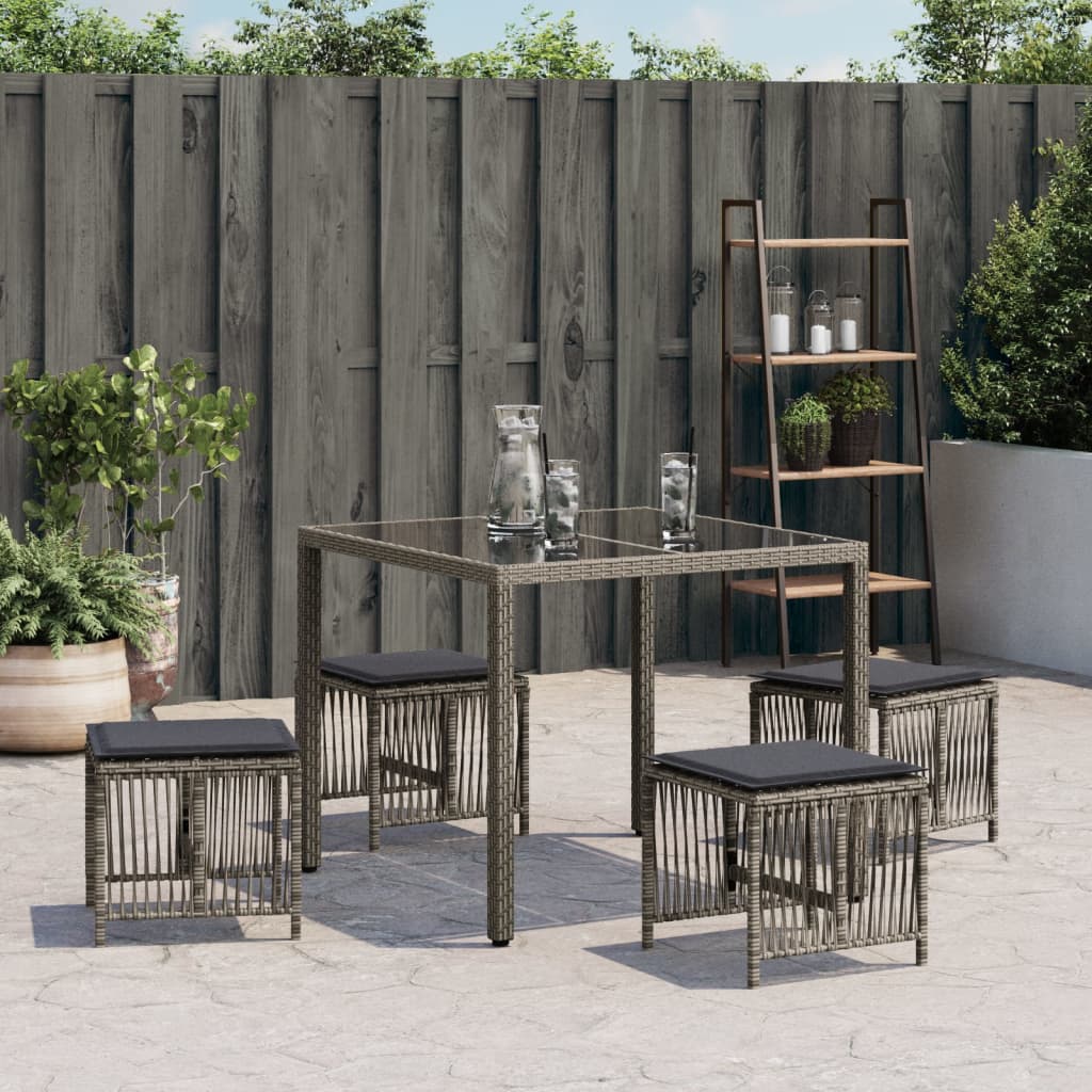 Tuinkrukken 4 st met kussens 41x41x36 cm poly rattan grijs is nu te koop bij PeponiXL, paradijselijk wonen!
