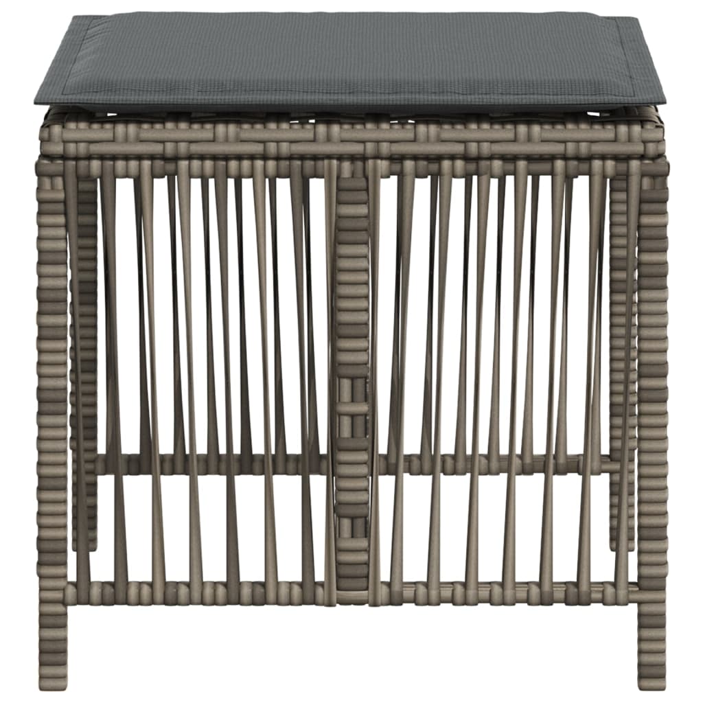 Tuinkrukken 4 st met kussens 41x41x36 cm poly rattan grijs is nu te koop bij PeponiXL, paradijselijk wonen!